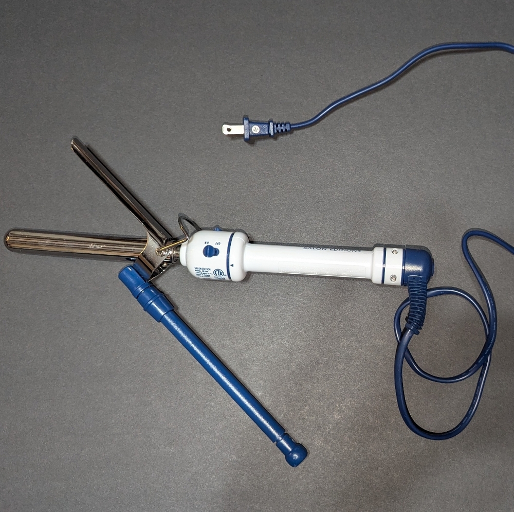 Blue and White 3/4in Marcel Curling Iron